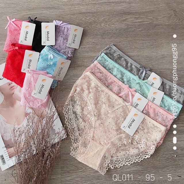5 Quần Lót Cotton Lụa, Quần Lót Su Tim Kháng Khuẩn, Quần Ren Mềm Mịn Quyến Rũ Nhiều Màu