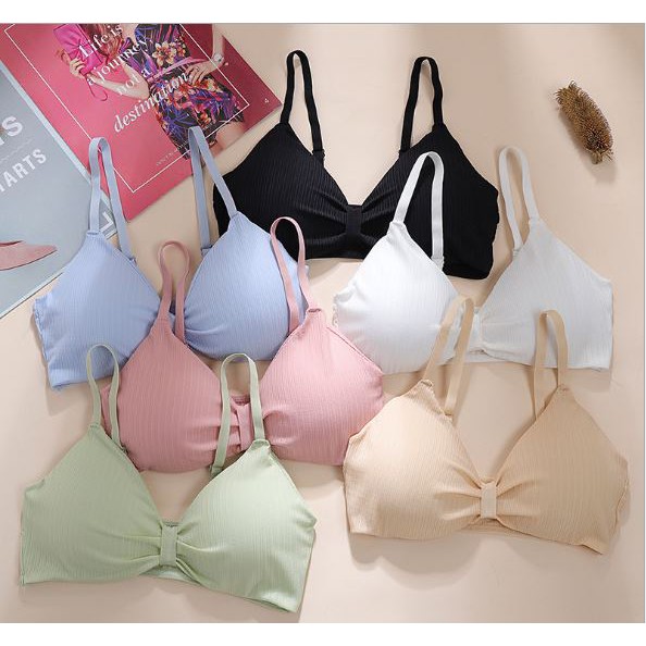 [RẺ VÔ ĐỊCH] Áo bra nữ len tăm hình nơ thể thao âng ngực - Áo bralette coton mềm không gọng mút mỏng Y27