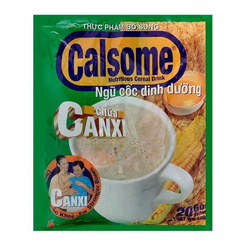 Bột Ngũ Cốc Calsome Canxi Vị Vanilla 500G (20 Gói) bổ sung thêm Canxi và Vitamin D giúp xương chắc khỏe hơn