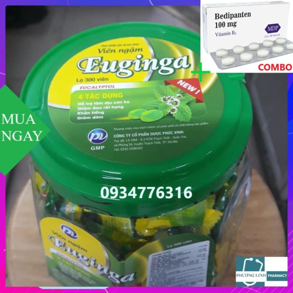 Combo Bedipanten 100mg +  Kẹo ngậm ho mát họng Euginga lọ khoảng 300 viên [ Chính hãng ]