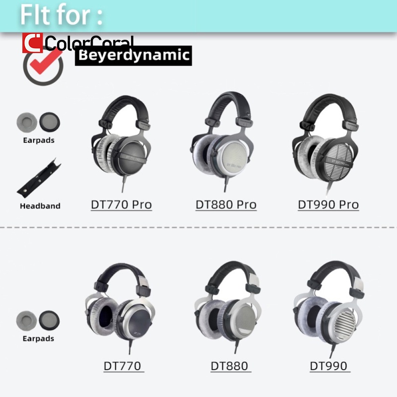 Đệm bọc đầu tai nghe/ băng đô thay thế cho Beyerdynamic DT770 DT880 DT990 PRO DT-770 DT-880 DT-990