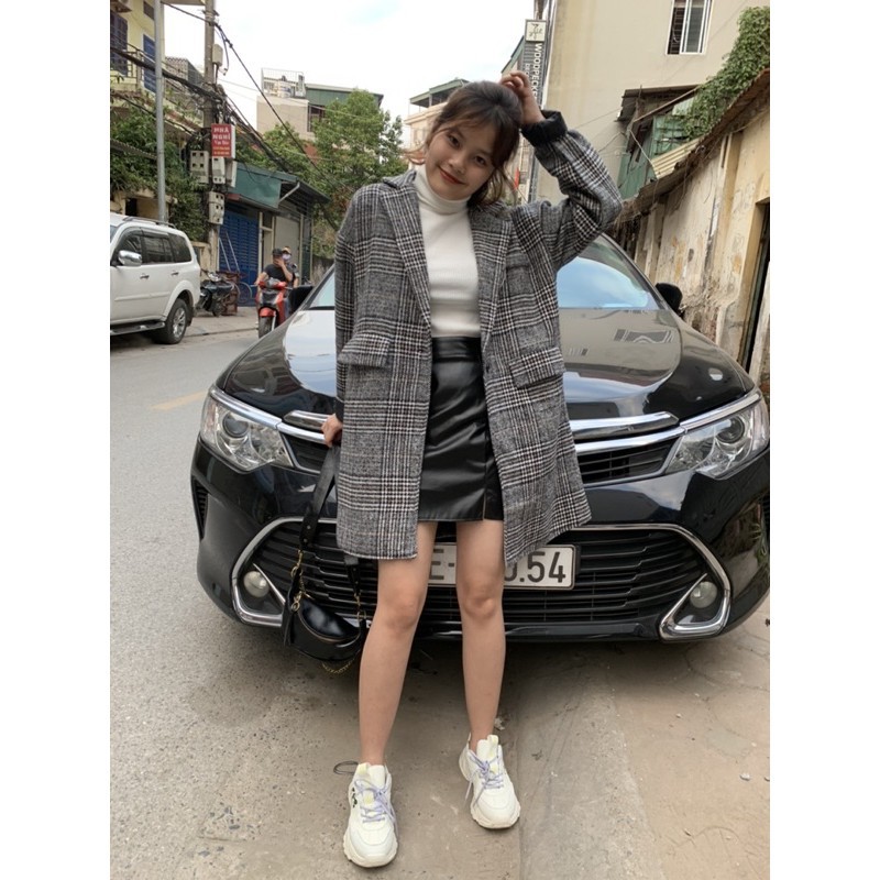 Áo khoác dạ blazer ulzzang dáng dài Hàn Quốc