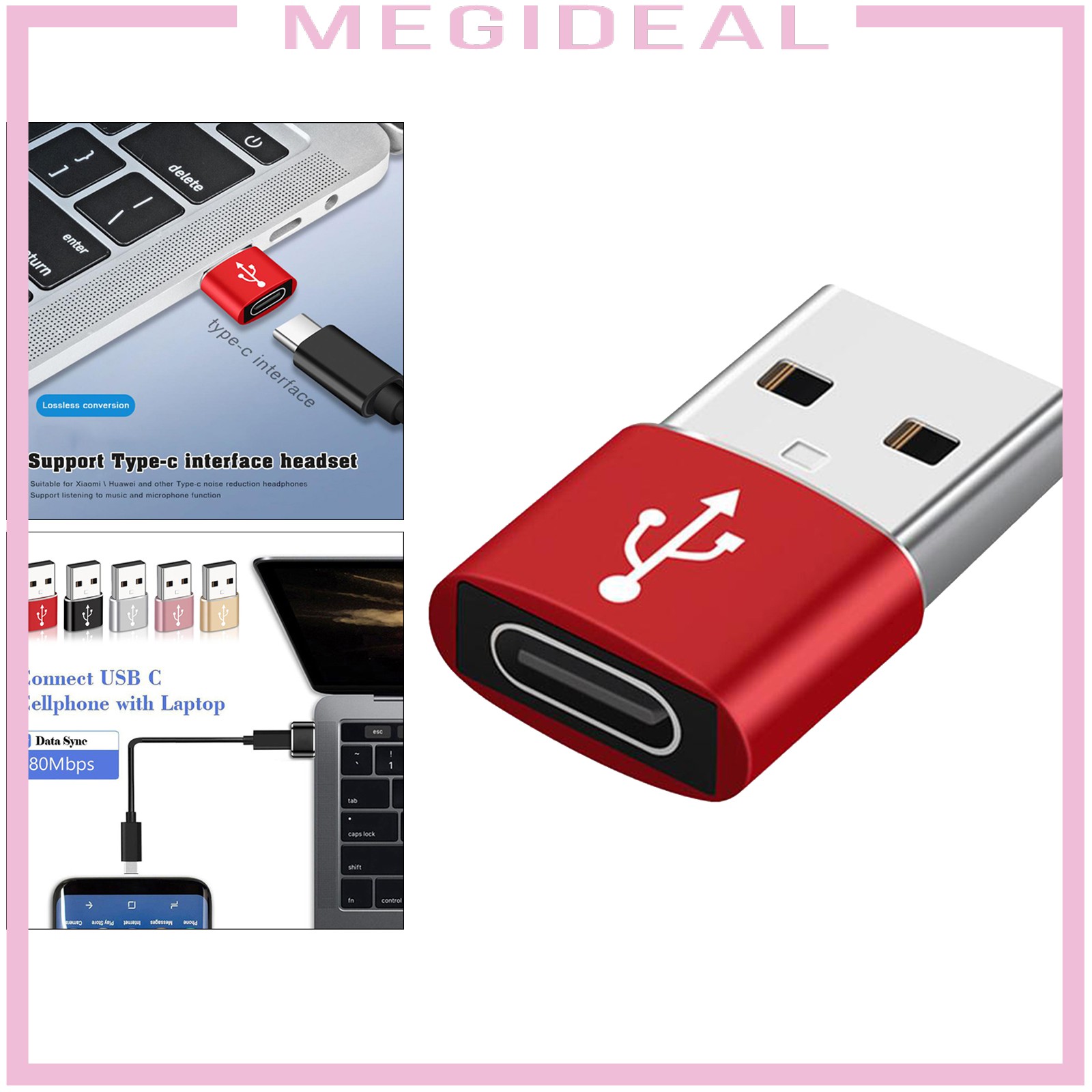 Multifunction 2-in-1 USB to USB C Type A Male toType C Female Adapter for Laptop PC Quest Link Data Transfer