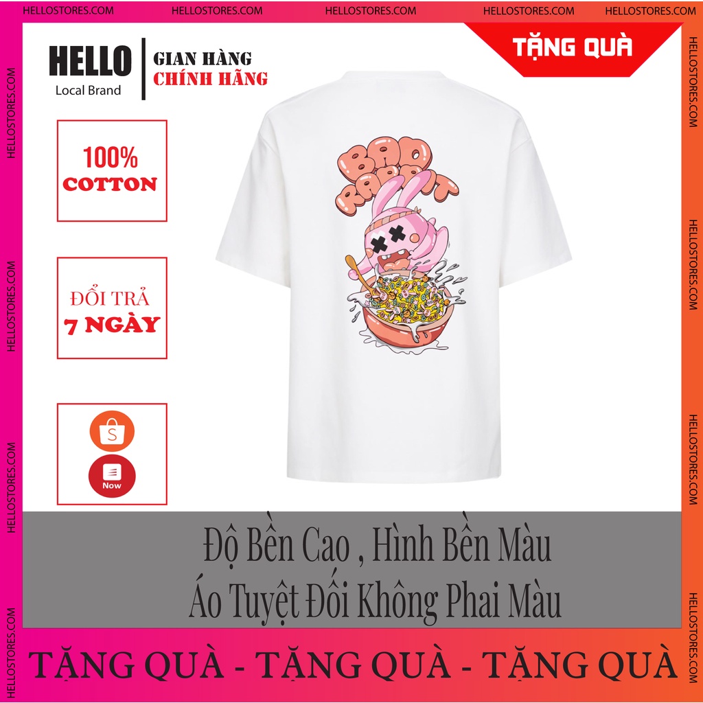 Áo thun localbrand HelloHouse nam nữ unisex - chất vải Cotton thoáng mát mềm mịn - Bad Rabbit_Ap065 | BigBuy360 - bigbuy360.vn