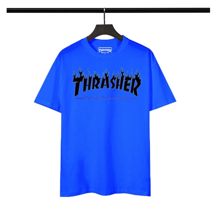 Thrasher Áo Thun cotton Ngắn Tay In Họa Tiết Cá Tính Dành Cho Nam Và Nữ