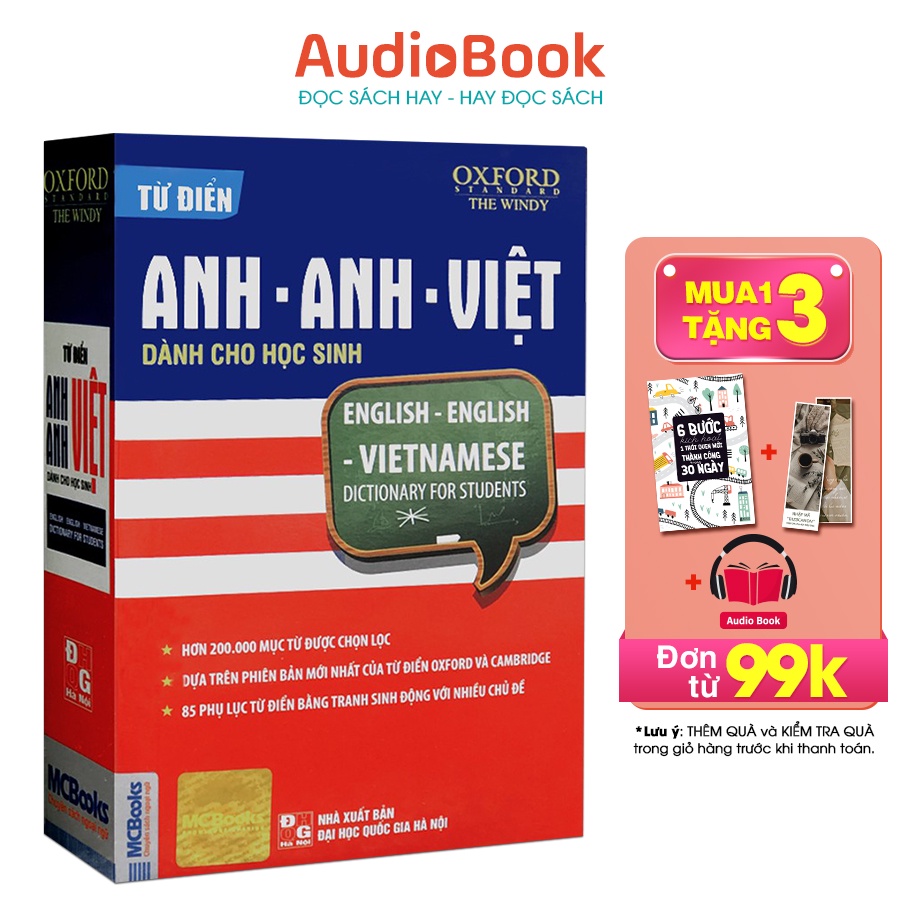 Sách Từ điển Anh Anh Việt dành cho học sinh (bìa xanh đỏ)