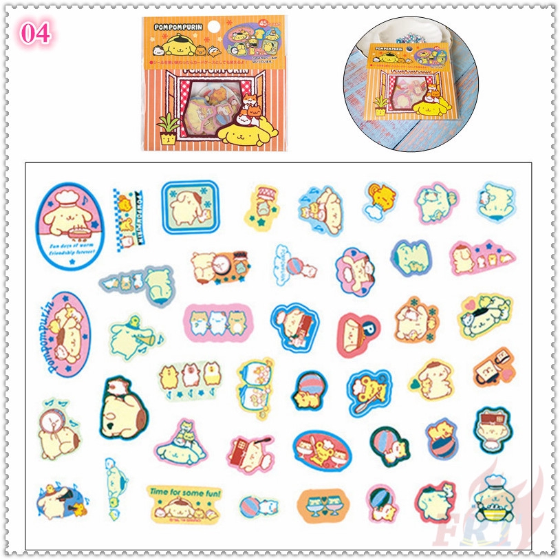 ❉ My Melody / Hello Kitty / LITTLE TWIN STARS / Pom Pom Purin - Sanrio Transparent Anime Stickers ❉ 45Pcs/Set DIY Diary Scrapbooks Decor Decals Stickers