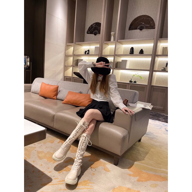 Giày bốt cổ cao thiết kế cột dây sành điệu cao cấp thời trang | BigBuy360 - bigbuy360.vn