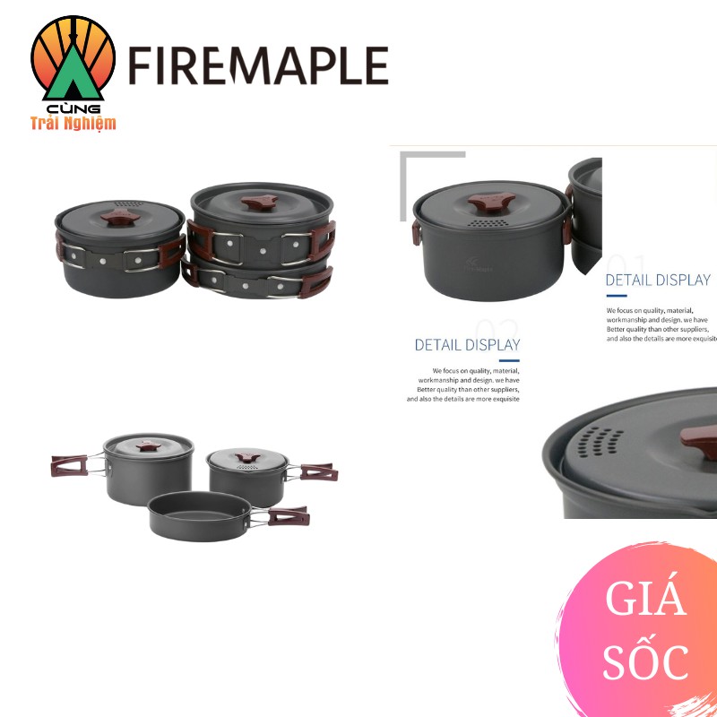 COMBO Nồi Chảo Nấu Ăn 3 Trong 1 Fire Maple FMC-202 Gọn Nhẹ Chuyên Dụng Cho Du Lịch, Dã Ngoại Cắm Trại