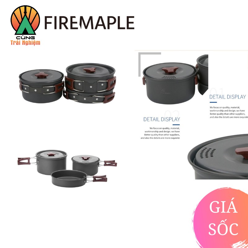 [CHÍNH HÃNG] COMBO Nồi Chảo Nấu Ăn 3 Trong 1 Fire Maple FMC-202 Gọn Nhẹ Chuyên Dụng Cho Du Lịch, Dã Ngoại Cắm Trại