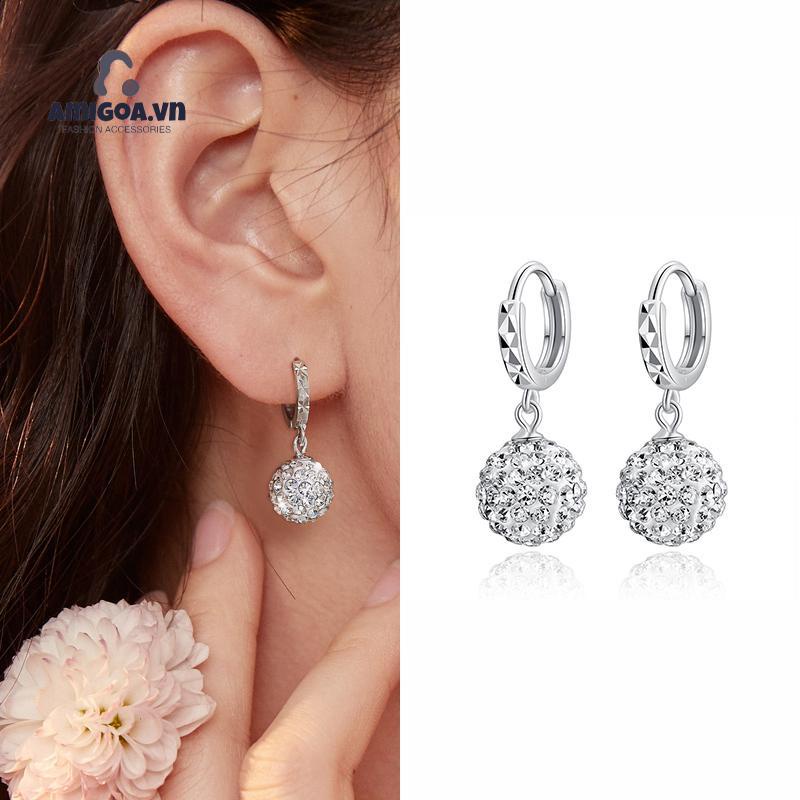 Bông Tai Mạ Bạc Đính Đá Phong Cách Công Chúa