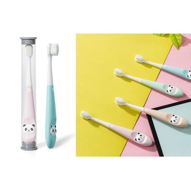 Bàn Chải Đánh Răng Cho Bé 10.000 Sợi Tơ Siêu Mềm Kèm Hộp Tròn ( Hình Gấu )