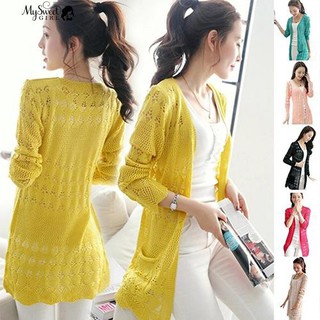 Áo khoác đan len nữ dáng dài