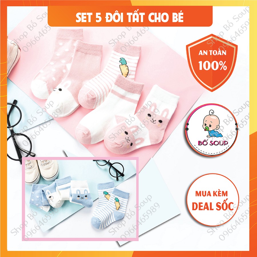Set 5 Đôi Tất Cho Bé Hoạ Tiết Dễ Thương