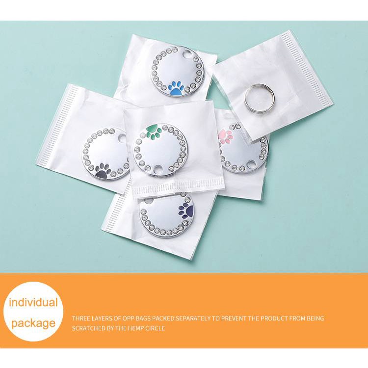 Mặt Dây Chuyền Kim Cương Khắc Chữ Chống Thất Lạc Cho Thú Cưng