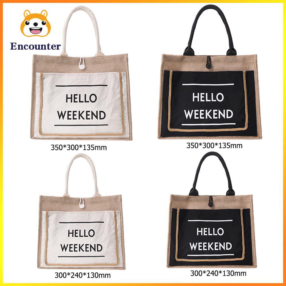 Women Linen Tote Female Casual Shoulder Bags Fashion Lady Print Handbags  ○encounter○