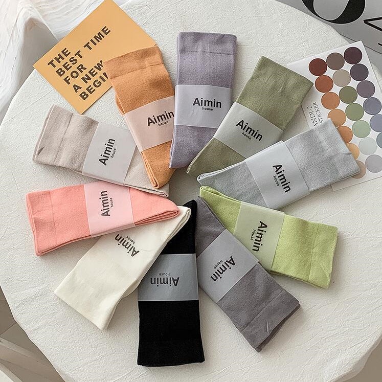 Đôi vớ WAFNHA D630 bằng cotton mềm mại màu sắc kẹo ngọt đáng yêu dành cho nữ