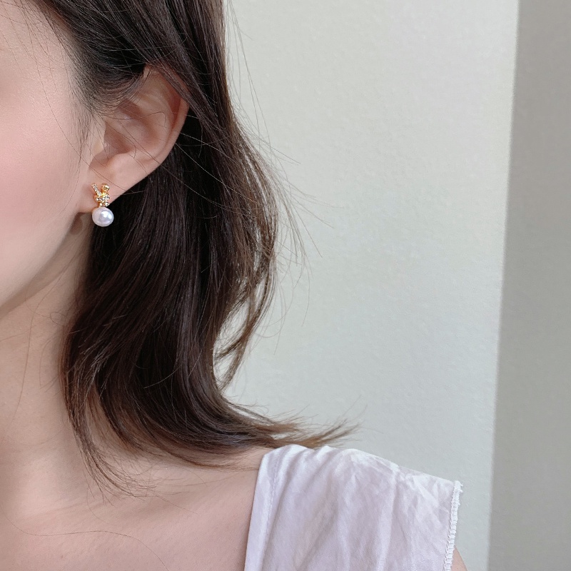 Đôi Bông Tai Mạ Bạc 925 Đính Ngọc Trai Xinh Xắn Cho Nữ 2021