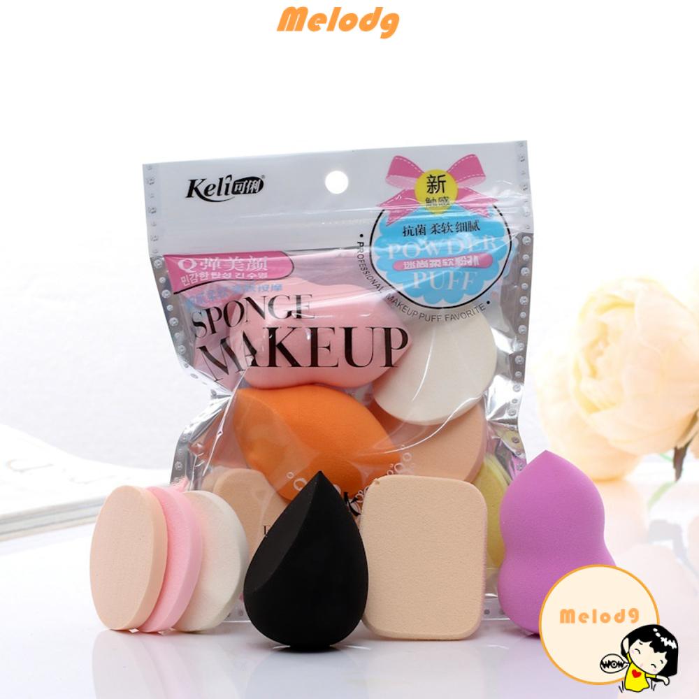 MELODG New Wet&amp;Dry Dual-Use Women Fashion Makeup Tool Powder Puff Sponge Beauty Portable Applicator Foundation Facial Claening/6PCS/Set Random Color