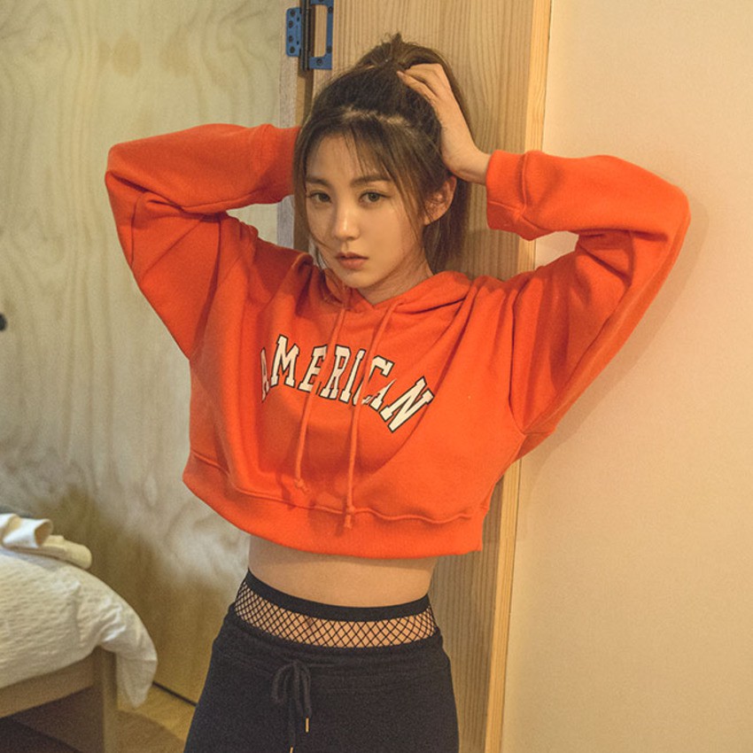 Áo hoodie dáng ngắn tay dài thời trang cho nữ