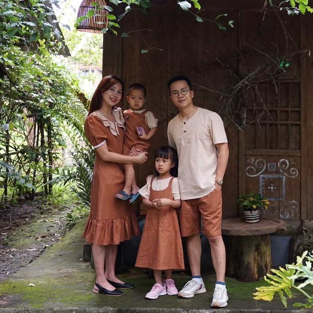 Set đồ đôi Gia Đình chất Linen thoáng mượt, Set áo gia đình, Đồ gia đình thiết kế cao cấp (ảnh thật)