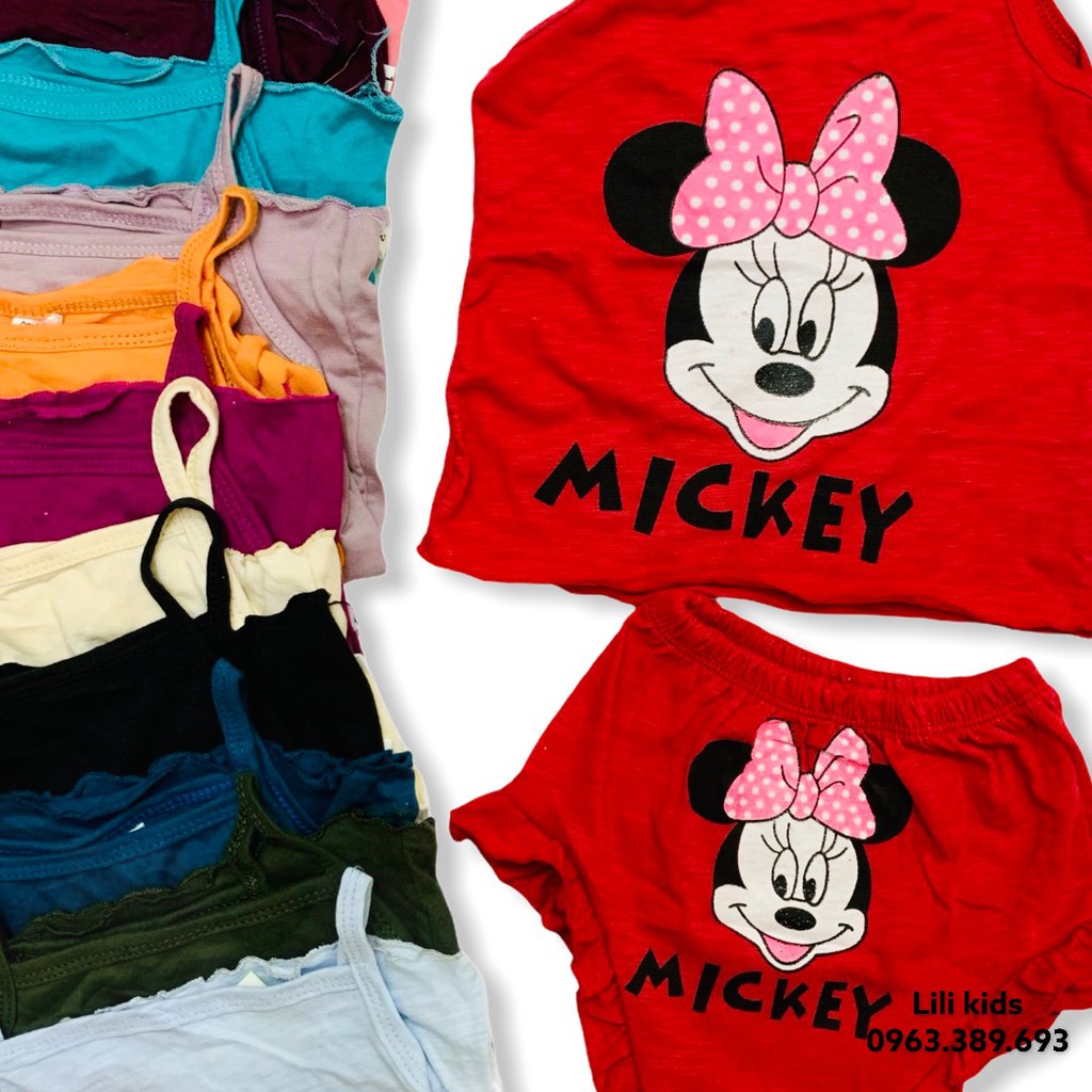 bộ Mickey cho bé gái,chất cotton,kiểu 2 dây điệu đà