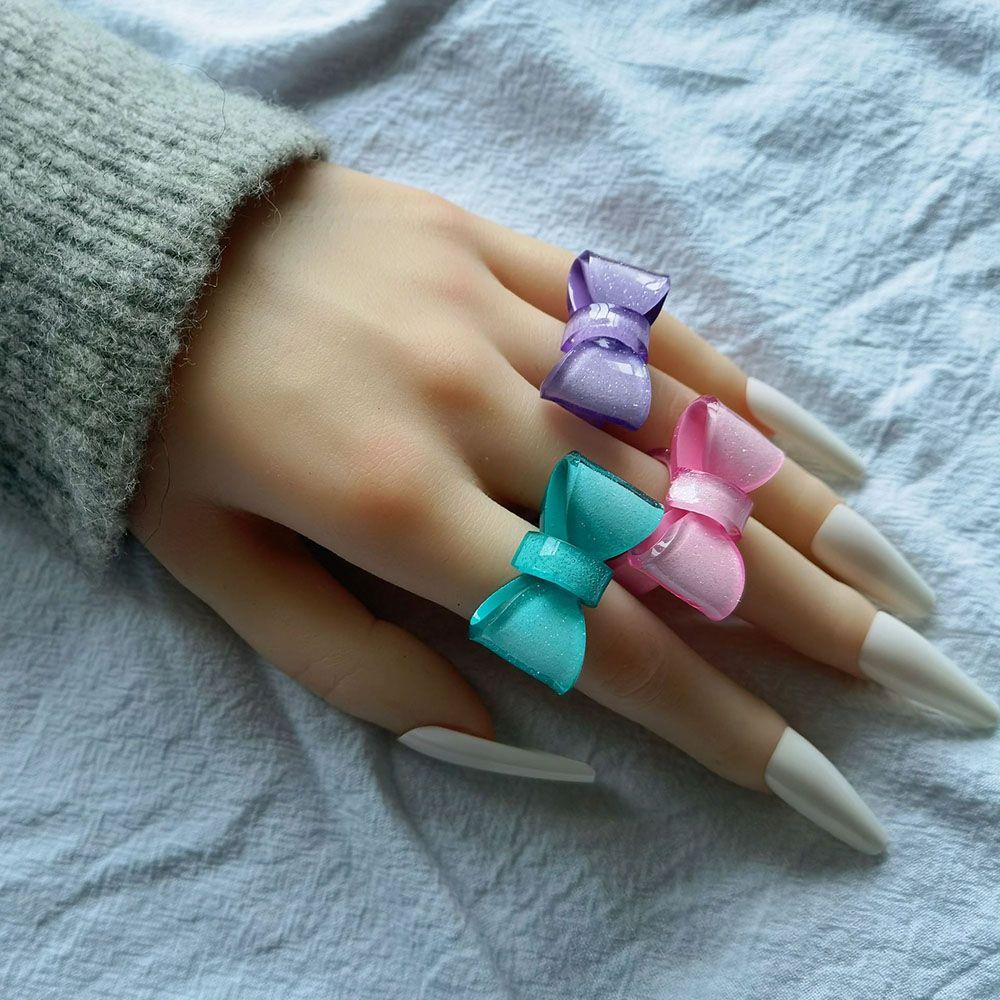 Nhẫn Hở Hình Nơ Bằng Nhựa Resin Sáng Tạo Cho Nữ