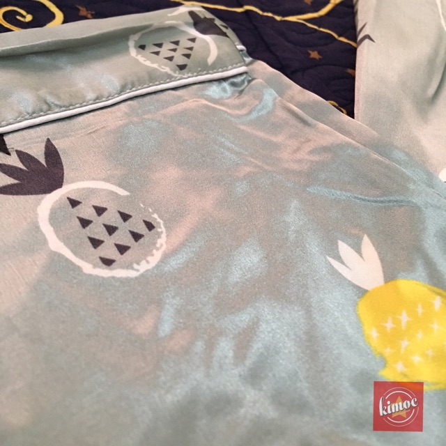 Bộ đồ ngủ pijama cộc tay quần dài cổ bèo chất phi lụa | BigBuy360 - bigbuy360.vn