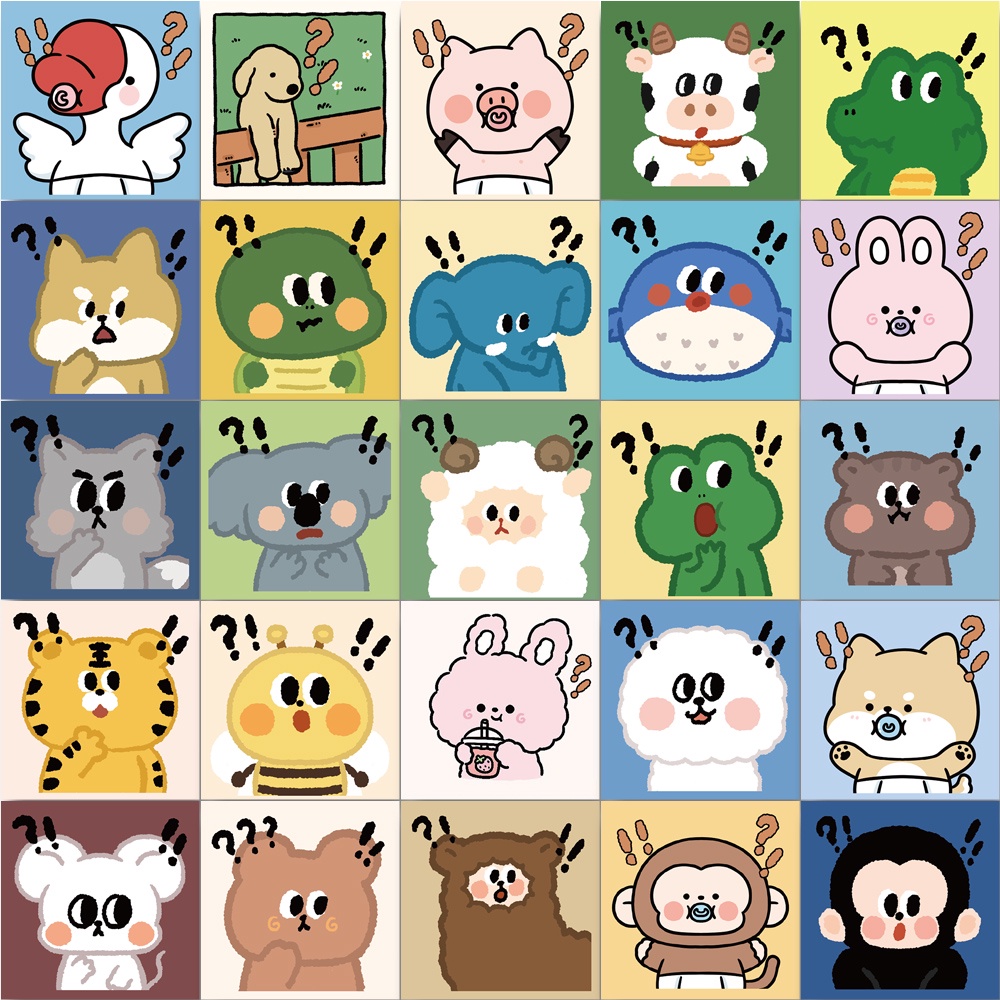 Bộ 50 Miếng Dán Trang Trí Cốc Nước/Máy Tính/Điện Thoại Chống Thấm Nước Họa Tiết Hoạt Hình Dễ Thương