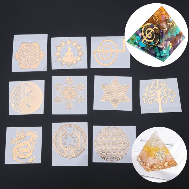 Sa Set 30 Miếng Dán 7Chakra Tháp Orgonite Bằng Nhựa Resin Epoxy Họa Tiết Kim Tự Tháp