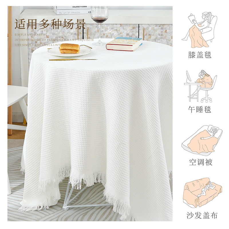 Khăn Trải Bàn Hình Chữ Nhật Vải Cotton Lanh Dày Dặn Thiết Kế Đơn Giản