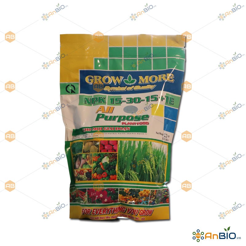 PHÂN BÓN NPK GROW MORE 15-30-15 + TE Gói 1Kg ALL PURPOSE Plant Food - C3.1029