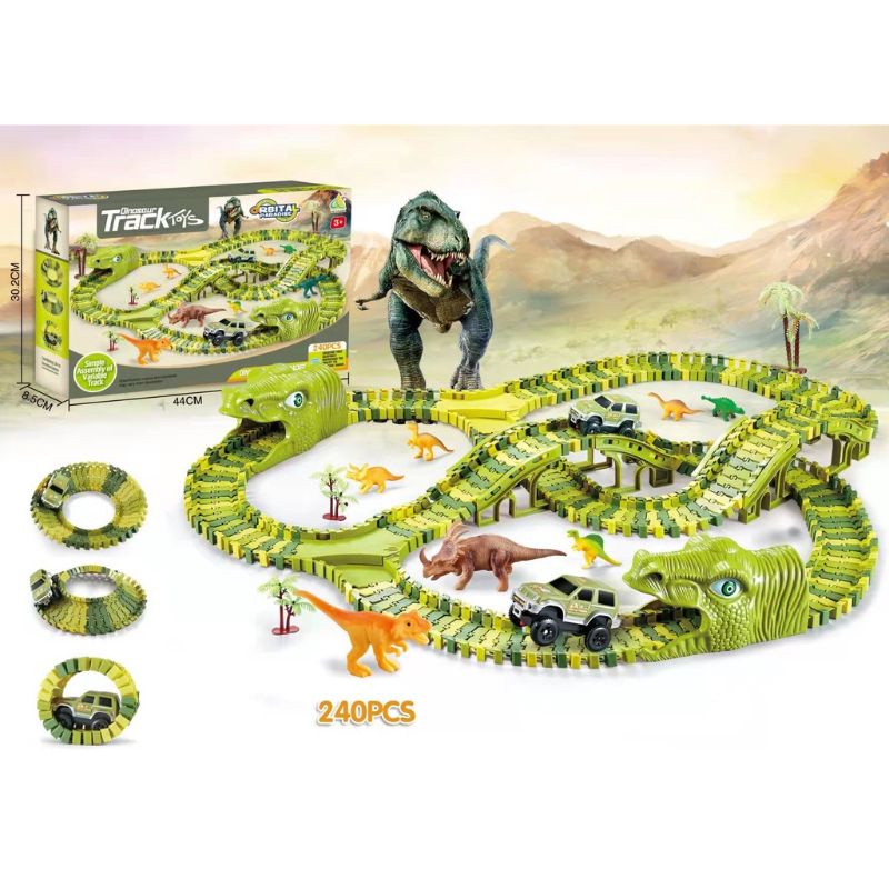 Bộ đồ chơi lắp ráp đường ray khủng long cỡ lớn 240 chi tiết cho bé từ 3 tuổi trở lên