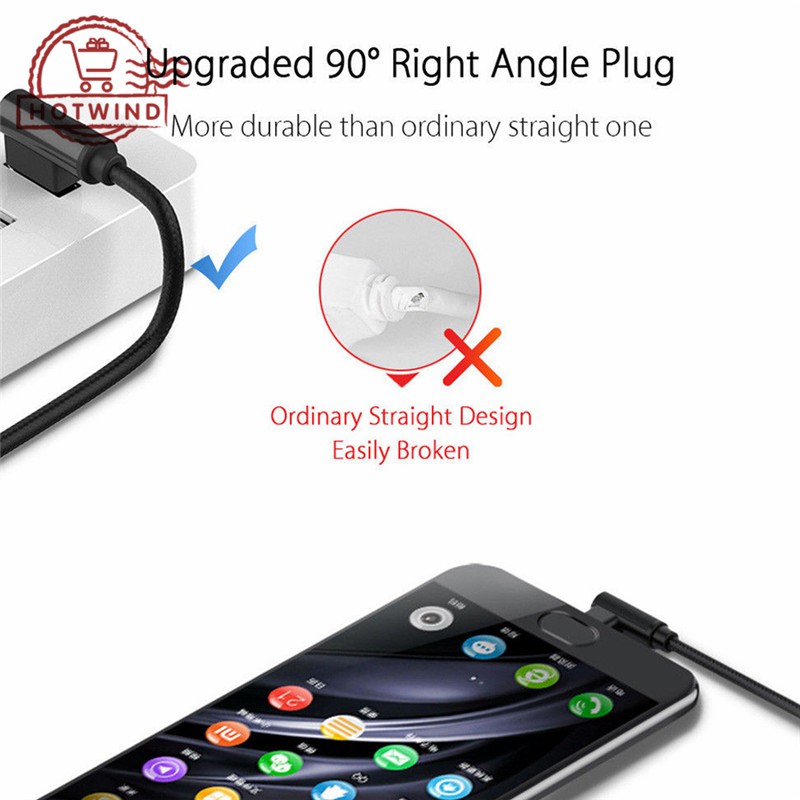 Dây cáp sạc nhanh Micro USB đầu xoay góc phải dành cho Samsung Android