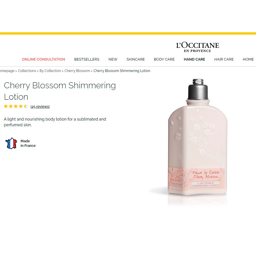 DƯỠNG THỂ CherryBlossom ShimmeringLotion L’occitane