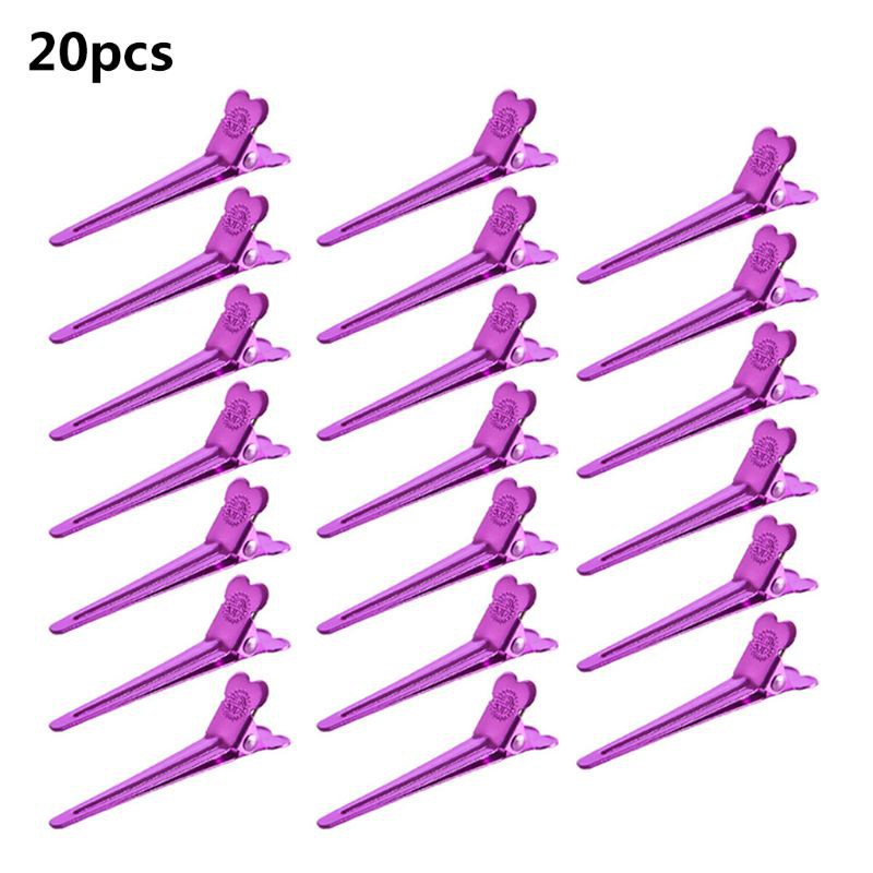 (Hàng Mới Về) Set 20 Kẹp Tóc Mỏ Vịt Bằng Kim Loại Nhiều Màu Chống Trượt Kèm Hộp Đựng Cho Salon