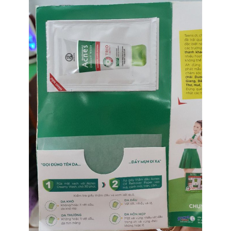 Sữa rửa mặt acnes( combo1 gói srm+1 tờ giấy thấm dầu)