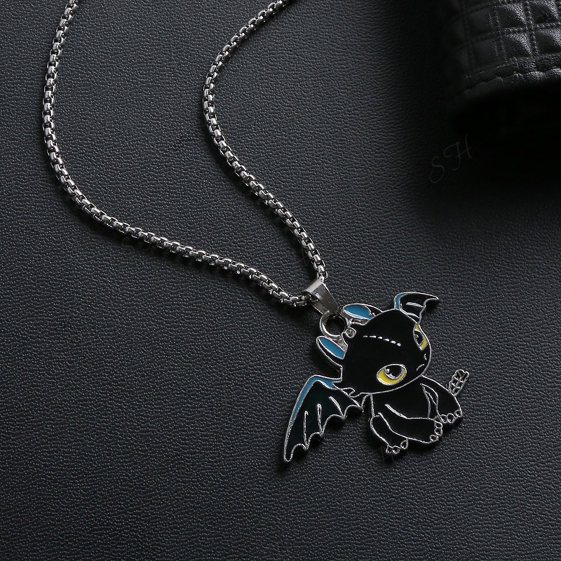 Dây Chuyền Vòng Cổ Cặp Đôi Bí Kíp Luyện Rồng Night Fury Chains How To Train Your Dragon Titan Không Gỉ- Night Fury