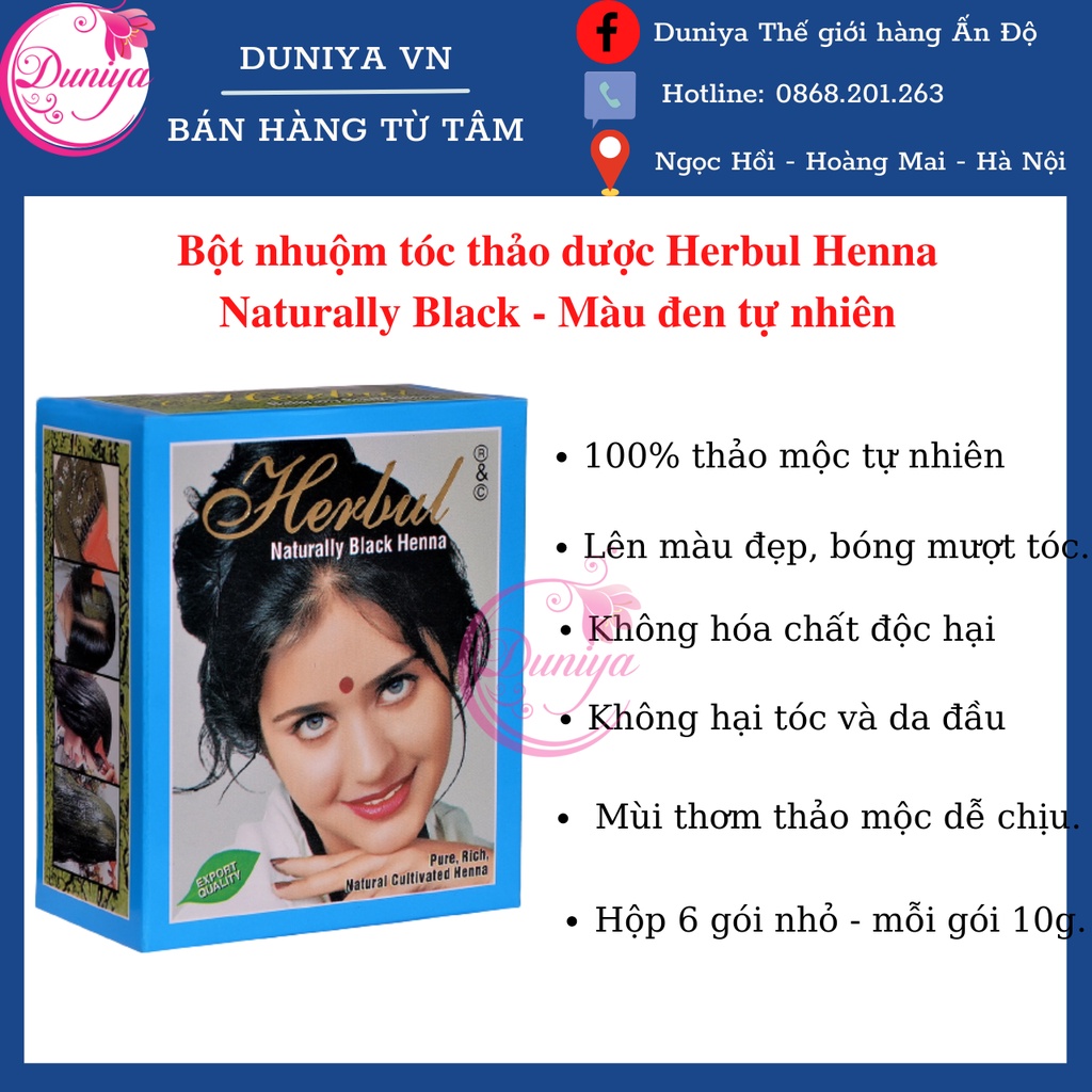 Bột Nhuộm Tóc Herbul Henna - Màu Đen tự nhiên