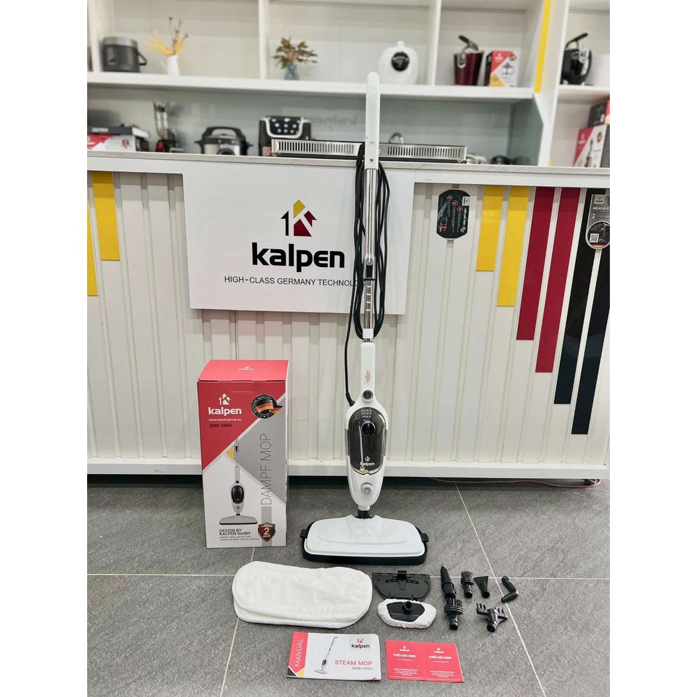 Cây lau nhà diệt khuẩn bằng hơi nước nóng siêu nhiệt Kalpen SMK-3960 công nghệ Đức, bảo hành 2 năm