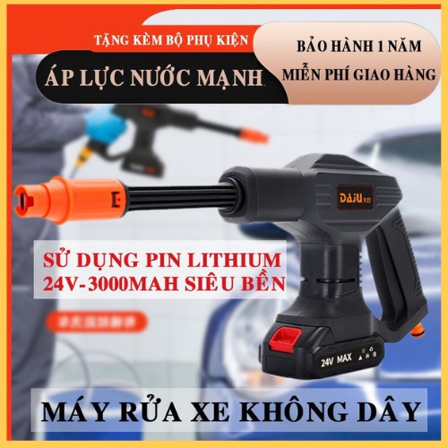 Súng rửa xe áp lực cao không dây dùng pin litium 24V