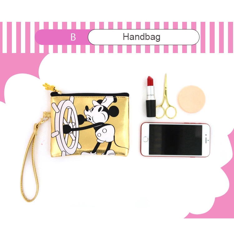 Disney Mickey Mouse Multi-chức năng phụ nữ Túi Wallet Purse thời trang nữ túi xách bán Set mỹ phẩm lưu trữ Disney nóng