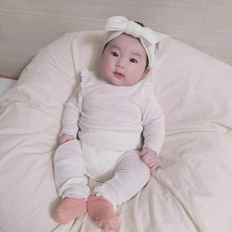 Bộ tiểu thư kèm turban nơ cho bé