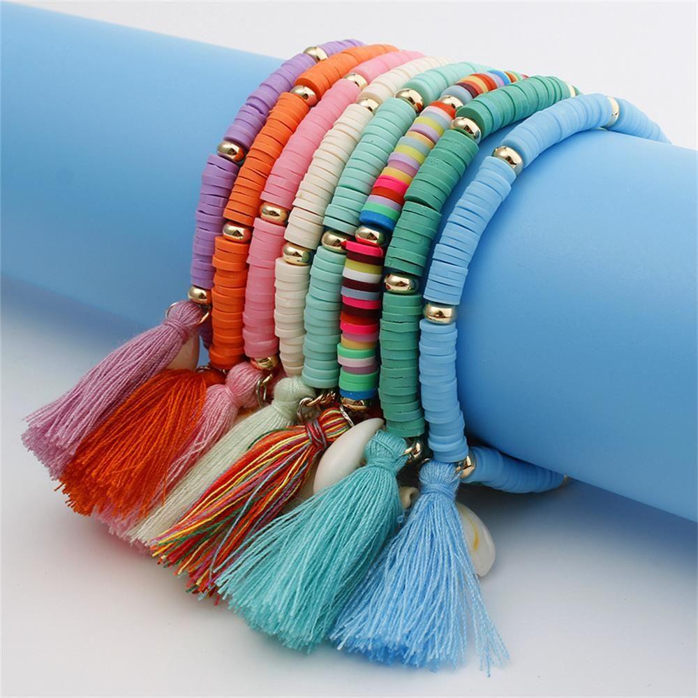 Vòng Tay Vỏ Sò Handmade Điều Chỉnh Được Có Tua Rua Phong Cách Bohemia