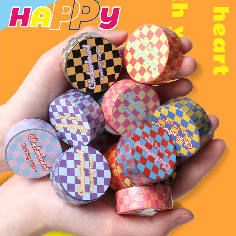 Peach 1Pcs Clashing plaid material tape sticker Diary Scarpbooking DIY Decoration Washi Tape