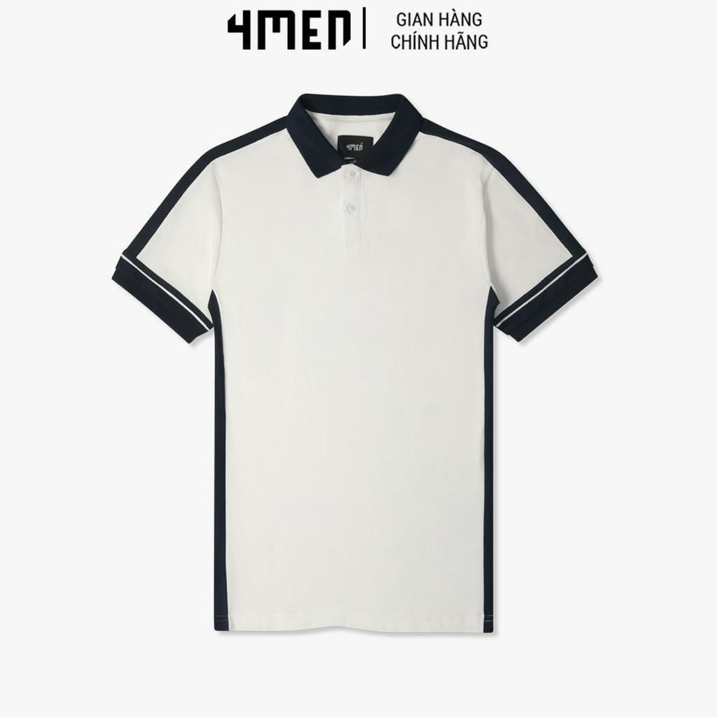 Áo Polo Nam Mắt Chim Phối Vai Form Regular 4MEN PO106 vải cotton thấm mồ hôi, thoáng mát, polyester mền mịn