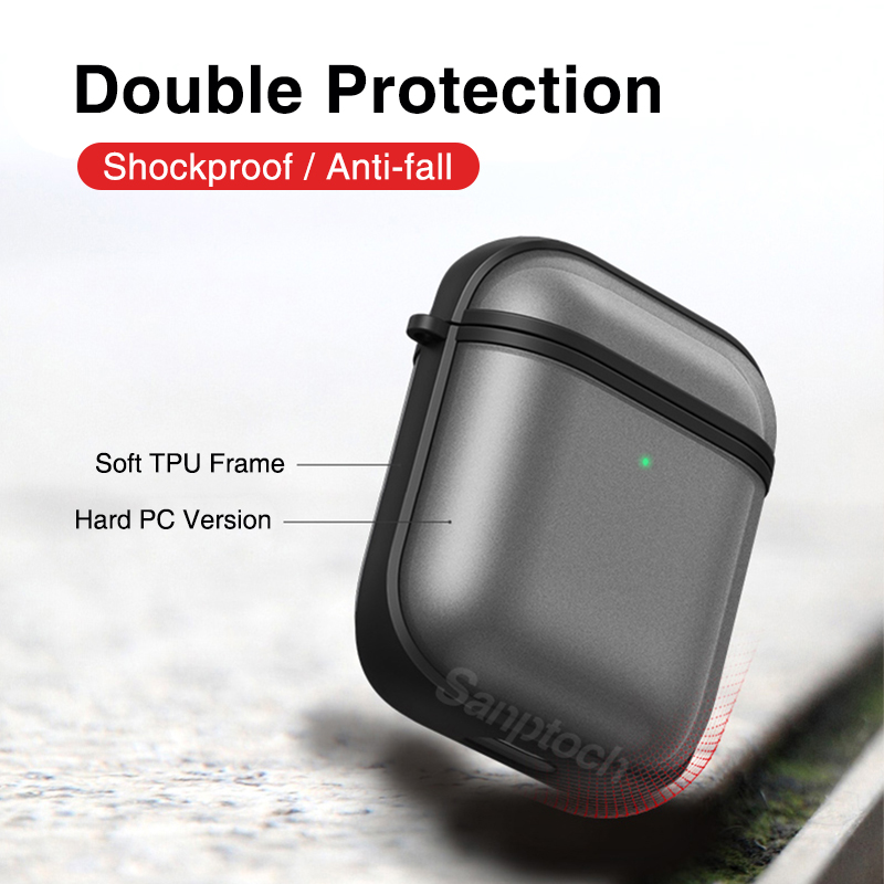 Sanptoch Vỏ Bảo Vệ Hộp Sạc Tai nghe không dây Apple AirPods Pro 1 / 2 / 3rd Generation Chống Sốc Màu Nhám Mờ Kèm Móc Khóa