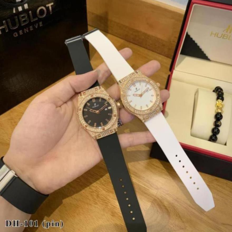 [Tặng Box] Đồng hồ nam nữ hublot dây cao su giá rẻ, Đồng hồ thời trang DH101 - Shop5423