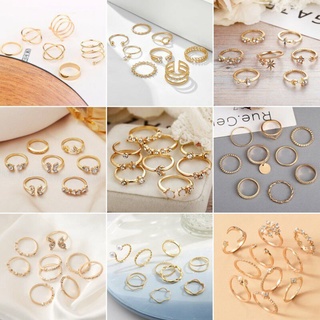 Set 17 Nhẫn Đốt Ngón Tay Mạ Vàng / Bạc Phong Cách Boho