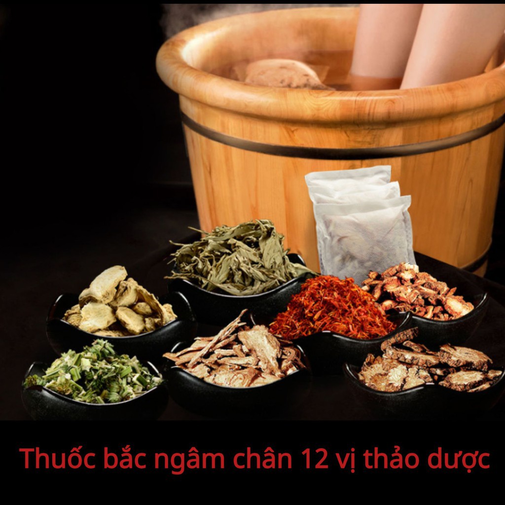 Thuốc bắc ngâm chân 12 vị thảo dược giúp ngủ ngon, matxa chân Túi 30 gói to 30g